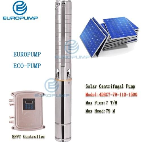 EUROPUMP MODEL(4DSC7-79-110-1500) 4" DC Deep Well Solar Water Pump 110V 2HP High Quality Solar Pump With MPPT Controller