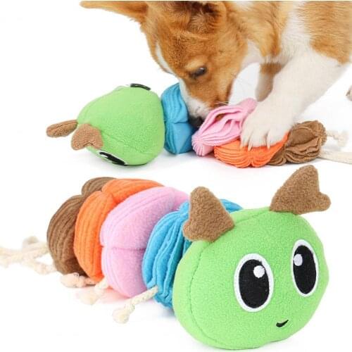 Puppy Dog Caterpillars Shape Leak Food Sniffing Toys Grind Teeth Pet Supplies Flannel Degree Multi-color Simulation Decoration