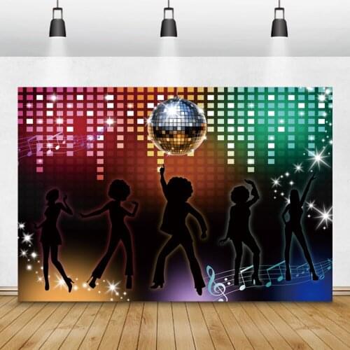 Laeacco Music Party Photozone Disco Stage Glitters Light Neon Notes Single Lady Portrait Photography Backdrops Photo Backgrounds