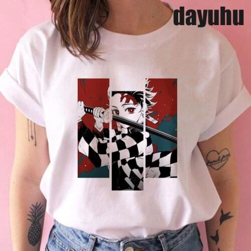 Japanese Anime Demon Slayer T-shirtKimetsu No Yaiba T Shirt Women Kawaii Demon Slayer Tshirt Tanjirou Kamado Graphic Tee Female