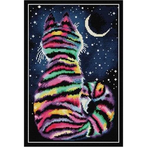 HOT SALE Cross Stitch Kits Beginners Full Range Of Embroidery Starter Kits For Adults Printed Cross Stitching DIY Kit 14CT, Cat