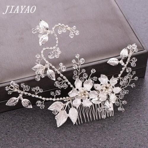 Silver Color Flower Bridal Hair Comb Rhinestrone Tiara Headband Women Hair Accessories Wedding Hair Comb Headband Hair Jewelry