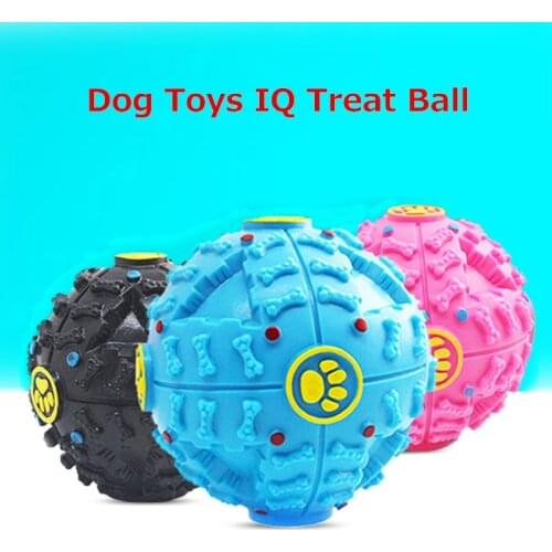 Dog Toys IQ Treat Ball Puppy Dog Cat Food Dispenser Ball Silicone Sound Pet Dog Golden Retriever chew squeaky ball toy