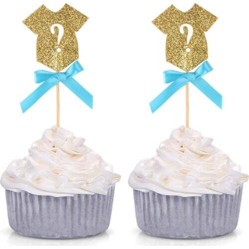 Cute Blue Pink Paper Cake Insert Card Baby Clothes Birthday Party Dessert Table Decoration Insert Sign