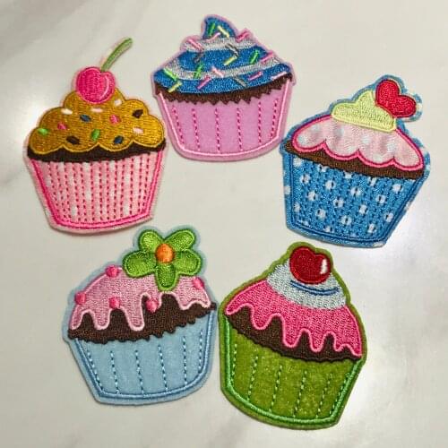 1PCS Lovely Colorful Cake Icon Patch Embroidery Iron On Applique Sewing Supplies For DIY Apparel Clothes Decor Dessert Sticker