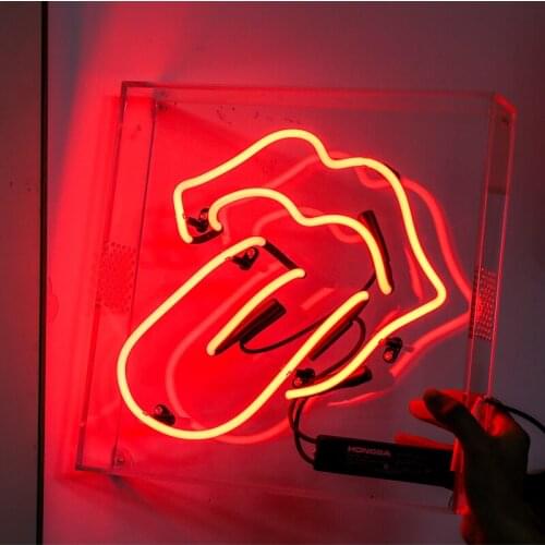 Red Neon Glass Tube Table Light Home Decoration