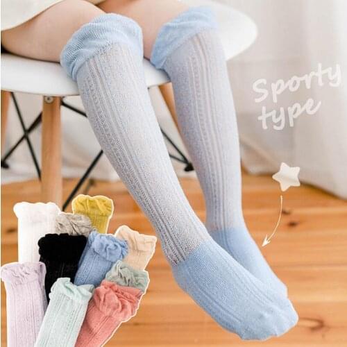 Summer Baby Socks Thin Mesh long sock In Korea Ring Shift Children Anti-skid Breathable Cotton Kids Socks summer long socks