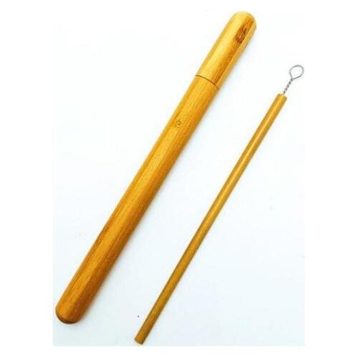 Reusable Bamboo Carbonized Straw Biodegradable Straws with Portable Bamboo Case Natural Sisal Brush Bamboo Straw Travel Set