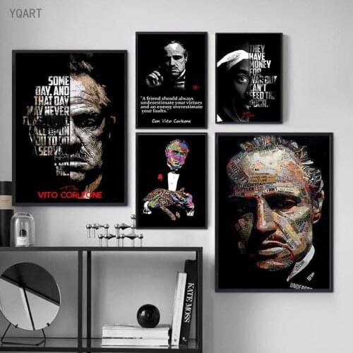 Motivational Posters Tupac Shakur Godfather Figure Portrait Prints Modern Wall Art Canvas Paintings Pictures for Home Room Decor