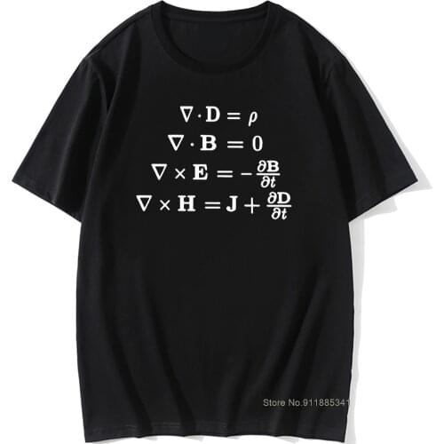Men T-Shirts Maxwells Equations Tops Pure Cotton Tee Shirt Short Sleeve Science Physics Geek Mathematics Equation Nerd T Shirts