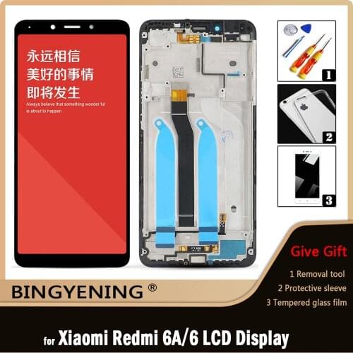 Original For Xiaomi Redmi 6A LCD Display Screen Touch Digitizer Assembly For 5.45 inch Xiaomi Redmi 6 Phone With Frame
