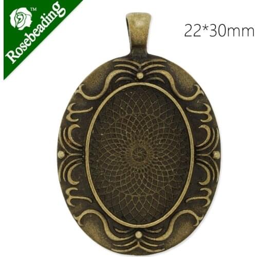 22x30mm Antique Bronze plated oval Zinc Alloy Cabochon Base Setting Pendants,cabochon bezel settings,sold 10pcs/lot-C4425