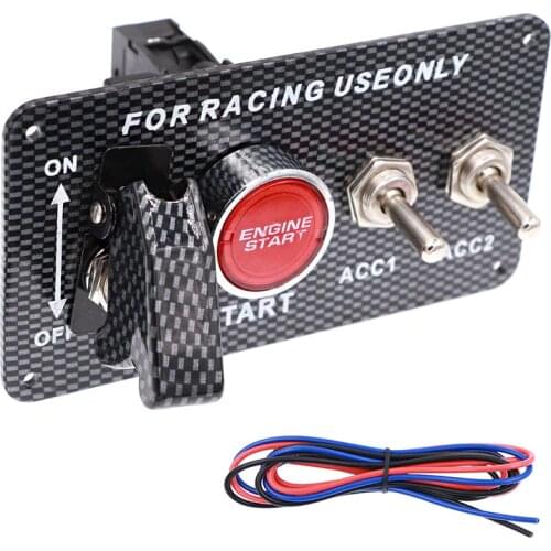 Ignition Switch Panel 12V LED Toggle Switch Panel Carbon Fiber fit Car Modification Racing Car Engine Start Push Button