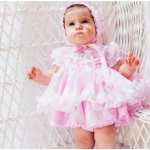 2020 Spring Summer New Arrivals Spains Childrens Clothing Baby Girls Princess Dress Grid Lolita Dress Girls Party Dress Sweet
