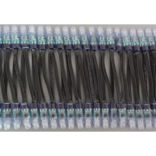 All BLACK wire(20AWG) addressable DC5V 12mm through hole WS2811 led smart pixel node,IP68 rated;50pcs per strand