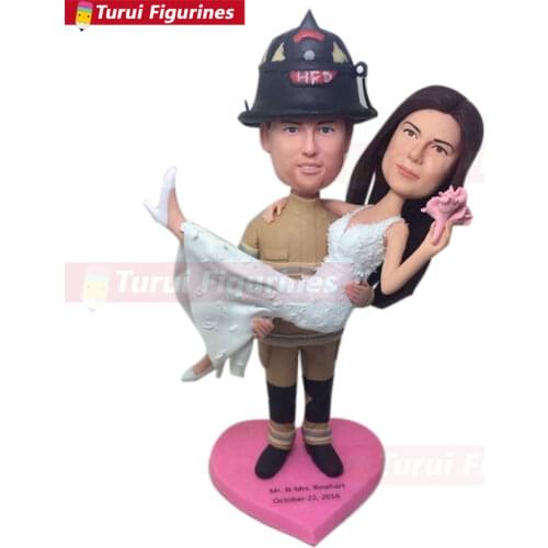 Firefighter Holding Bride Wedding Cake Topper Fireman Wedding Cake Topper Firefighter Topper Fireman Personalized Wedding dolls