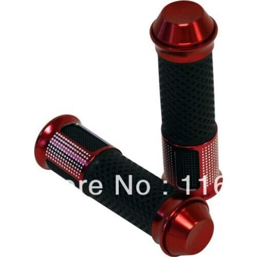 Handlebar CNC Rubber Hand Grips for Honda, Yamaha, Suzuki, Kawasaki, Ducati and BMW Red 7/8" 22mm