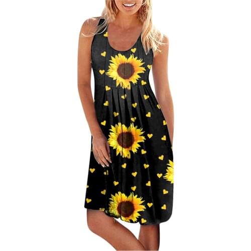 2021 New Women Sundress Summer Sexy Off Shoulder Sleeveless Sun Floral Loose A-Line Dress Boho Beach Casual Women Dress Vestidos