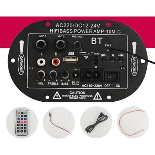 SF-2MIC Motorcycle Car Digital 12V 24V 220V 8" / 10" Speaker Bluetooth Amplifier Board USB FM Radio TF Monophone