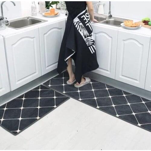 Two-Piece Modern And Simple Diamond-Shaped Lattice Rug, Matched With Various Kitchen Decoration Styles