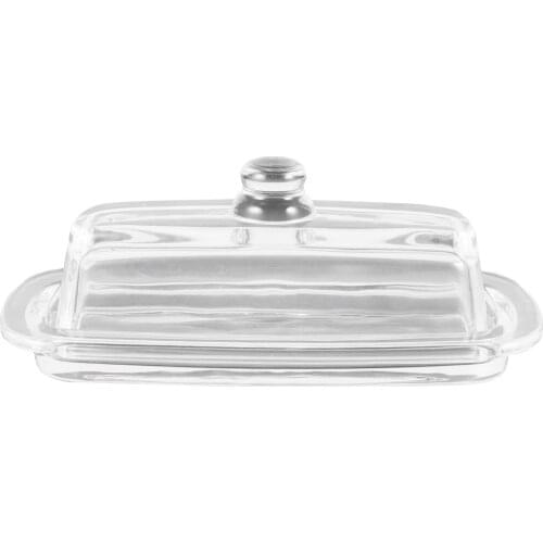 Glass Butter Dish Restaurant Cheese Dish Bread Dessert Holder Food Storage Plate