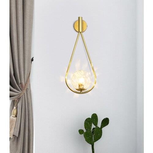 Nordic post modern glass ball water drop led wall lamp personality creativity bedroom bedside lamp wall lamp room lamp