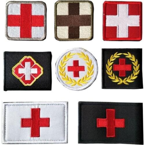 T-N Army Tactical Medical Velcro Red Cross Patches Military Embroidered Medical Rescue Outdoor Bag cloth Stickers Soldier Badges