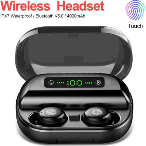 TWS Bluetooth Earphone Wireless Bluetooth 5.0 Earphones IPX7 Waterproof 9D Stereo Sport Headphone with 4000mAh Power Bank