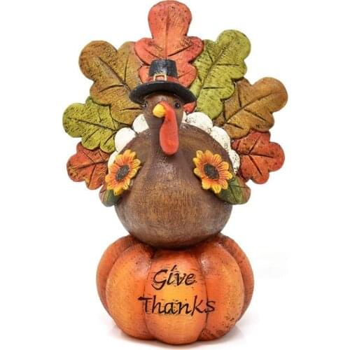 Pumpkin Turkey Table Decoration Tabletop Resin Turkey Pumpkin Thanksgiving Halloween Christmas Day Party Decoration
