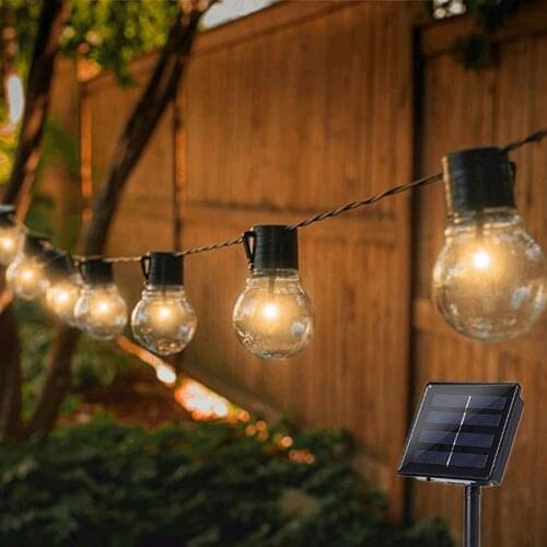 Outdoor Garland Street LED G50 Bulb Solar Energy String Light As Christmas Decoration Lamp For Home Indoor Holiday Lighting