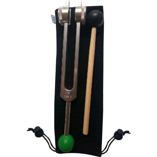 OM Tuning Fork 136.1 HZ Weighted - with Bead Base for Ultimate Healing and Relaxation - Green for Heart Chakra