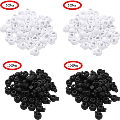 US STOCK Cord Lock Toggle Clip Stopper Plastic Black For Bags/Garments Single Hole Cord Lock Elastic Sliding Fastener 50/100Pcs