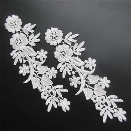 10pcs Vintage White Polyester Flower Patches Embroidered Lace Trim Ribbon Fabric Handmade DIY Garment Wedding Dress Sewing Craft
