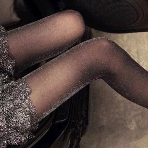 Ladies Multi-color Colored Pearl Tight Hot Sale Women Summer Gold Silk Thin Tights Bright Silk Female Stockings Tights