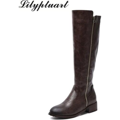 2019 simple style winter fashion boots round head short plush side zipper rubber sole knee boots women faux suede slim boots