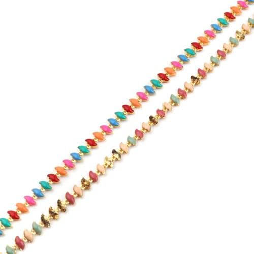 1 M Copper Enamel Link Chain Findings Leaf Gold Color Multicolor Chains For DIY Men Women Necklace Bracelet Anklet Making