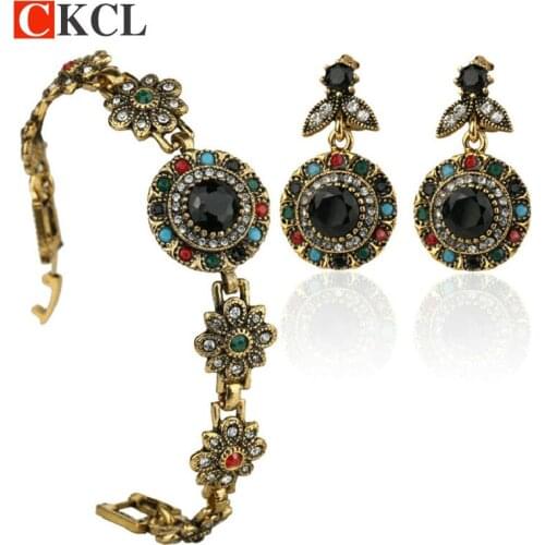 2017 Luxury Jewelry Set Vintage Indian Malachite Bijoux Bracelets Earrings Sets For Women Wedding Accessories Bridesmaid Gifts