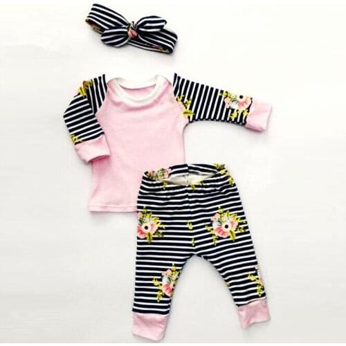 2017 Fashion Baby Girls Clothes Set Spring Cotton 3pcs Sets Infant Outfits Toddler Tracksuits Newborn Baby Girl Clothing Set