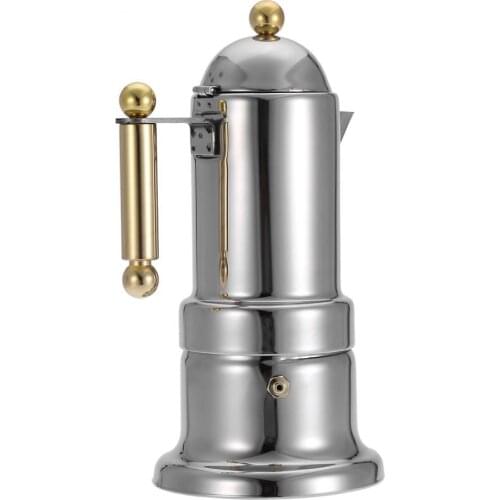 4 Cups Pro Barista Coffee Maker Stainless Steel Moka Coffee Pot Coffee Maker Portable Espresso Coffee Maker with Safety Valve