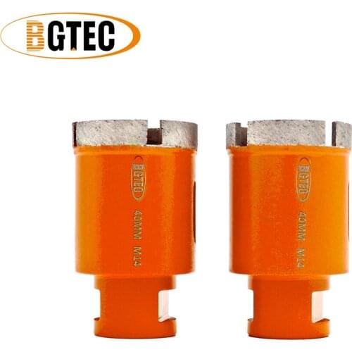 BGTEC 2pcs Diameter 40mm Diamond Welded Drilling Core Bits (Wet) M14 thread for drilling granite and marbel hole saw