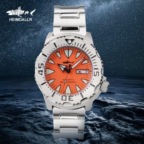 HEIMDALLR Monster Automatic Watch Men NH36A Mechanical Watches Sapphire 62mas Black PVD Luminous Sports Watch 200M Diving Watch