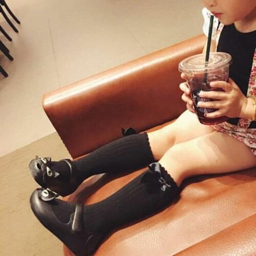 Infant Baby Girls Knee High Stockings Cotton Bow Knee Tight Ribbon Stockings Set Cute Bow Children Stockings