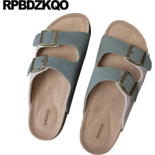Designer Flat Cork Leather 2021 Fashion Beach Shoes Plus Size Slides Slippers Men Sandals Summer 46 Large Breathable Slip On