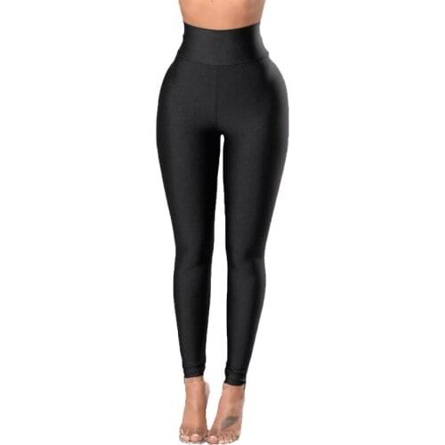 High Waist Elastic Solid Color Slimming Large Size Sports Yoga Tight-Fitting Leggings for Women