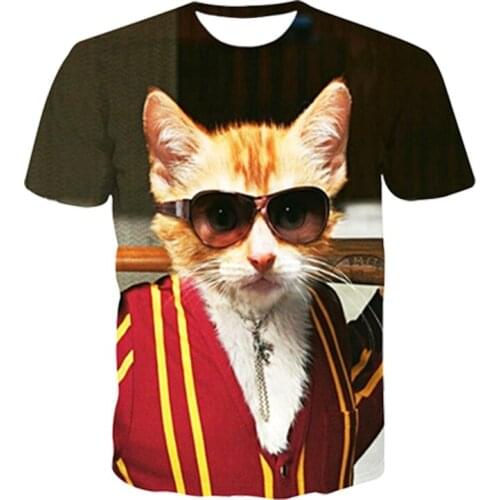 Harajuku T-shirt Men womens Summer Short Sleeve Tee Funny Wear Glasses Gentleman Cat 3D Print Tshirt Hip Hop Style tops clothes