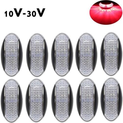 Fuleem 10PCS Red 4 LED Side Marker Tail Light LED 12V 24V Clearance Lamp Waterproof for Truck Trailer
