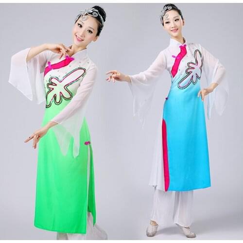 Chinese Classical Dance Costumes Yangko Dance for Woman Chinese Classic Fan Dance Clothing High Waist Drum Stage Costume 89