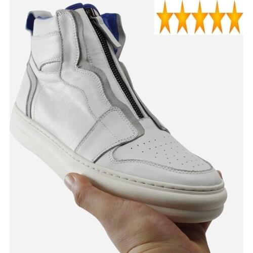 Military Winter Army Shoes Men Zip Ankle Boots Quality White Genuine Leather Hip Hop Sneakers Luxury Black High Top Trainers