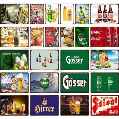 Retro Tin Sign Austria Beer Metal Signs Plaque Art Metal Painting Vintage Wall Bar Home Pub Club Man Cave Cinema Decor 30X20Cm