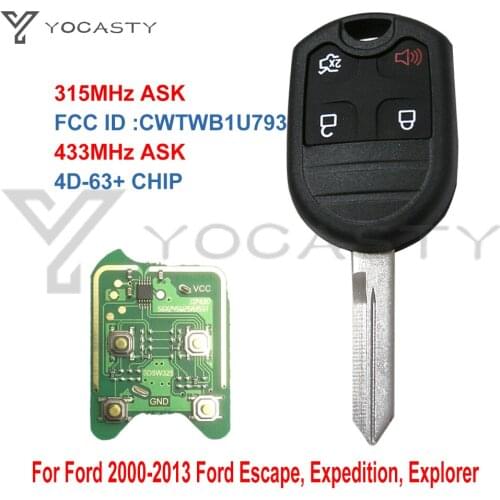 YOCASTY CWTWB1U793 4 buttons Remote Car Key fob 315MHZ 4D63 Chip For 2005-2011 Ford Edge Escape Explorer Fusion Mustang Taurus